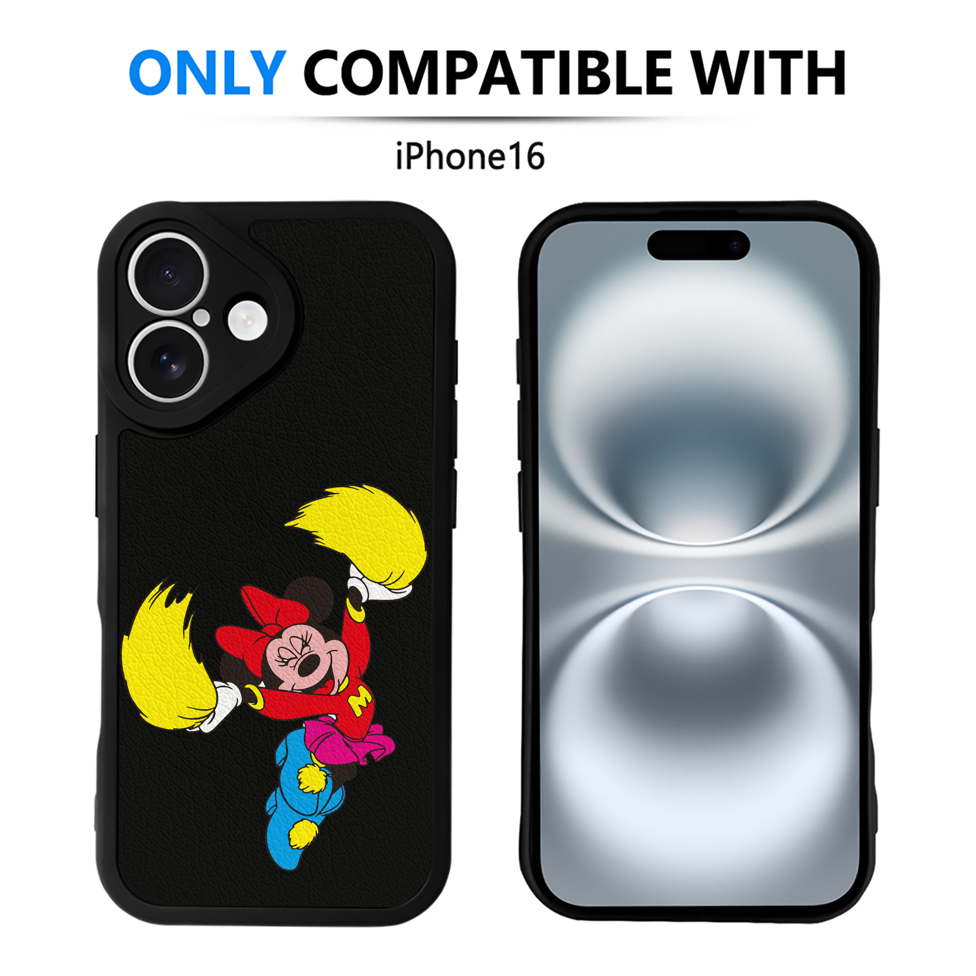 （画像用） ミッキーマウス Mickey Mouse 【iPhone 16シリーズ対応】シリコンスマホケース（レザー調） 材質：シリコン